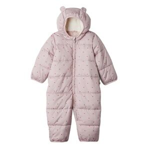 GAP EUC Girls Pink Heart Print Fleece Lined Insulated Water Resistant Snowsuit